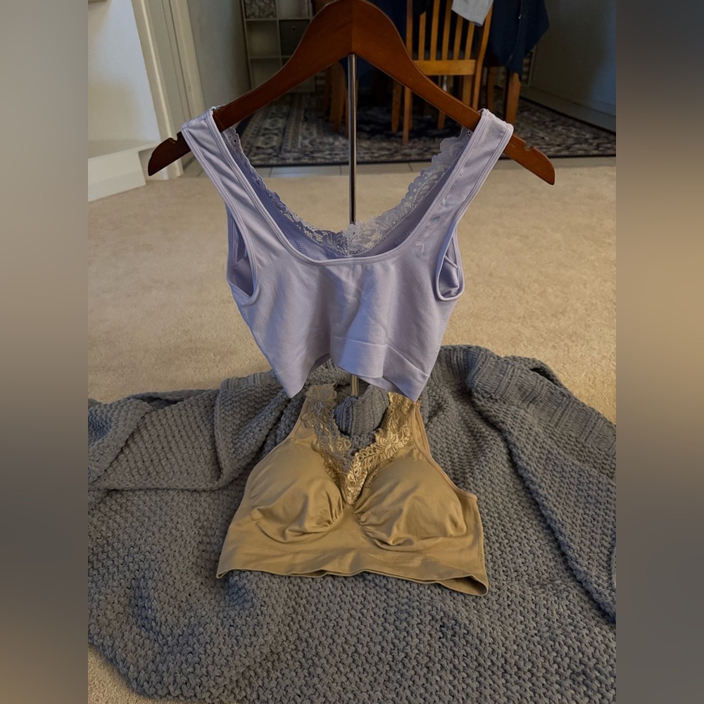 NWT Rhonda Shear 2X Beautiful Lavender and Beige Lace Bralette Duo - Picture 3 of 7